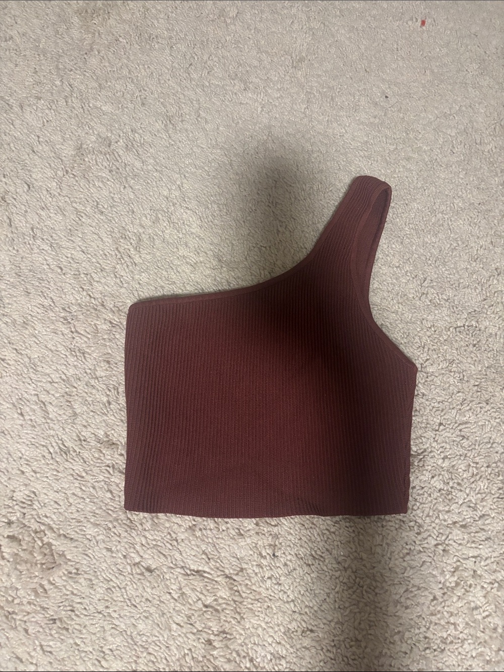 Babaton One-Shoulder Ribbed Crop Top - Deep Brown